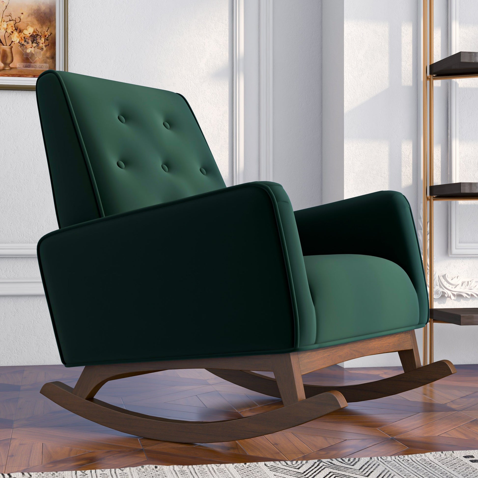 Devon Velvet Rocking Chair |  Green