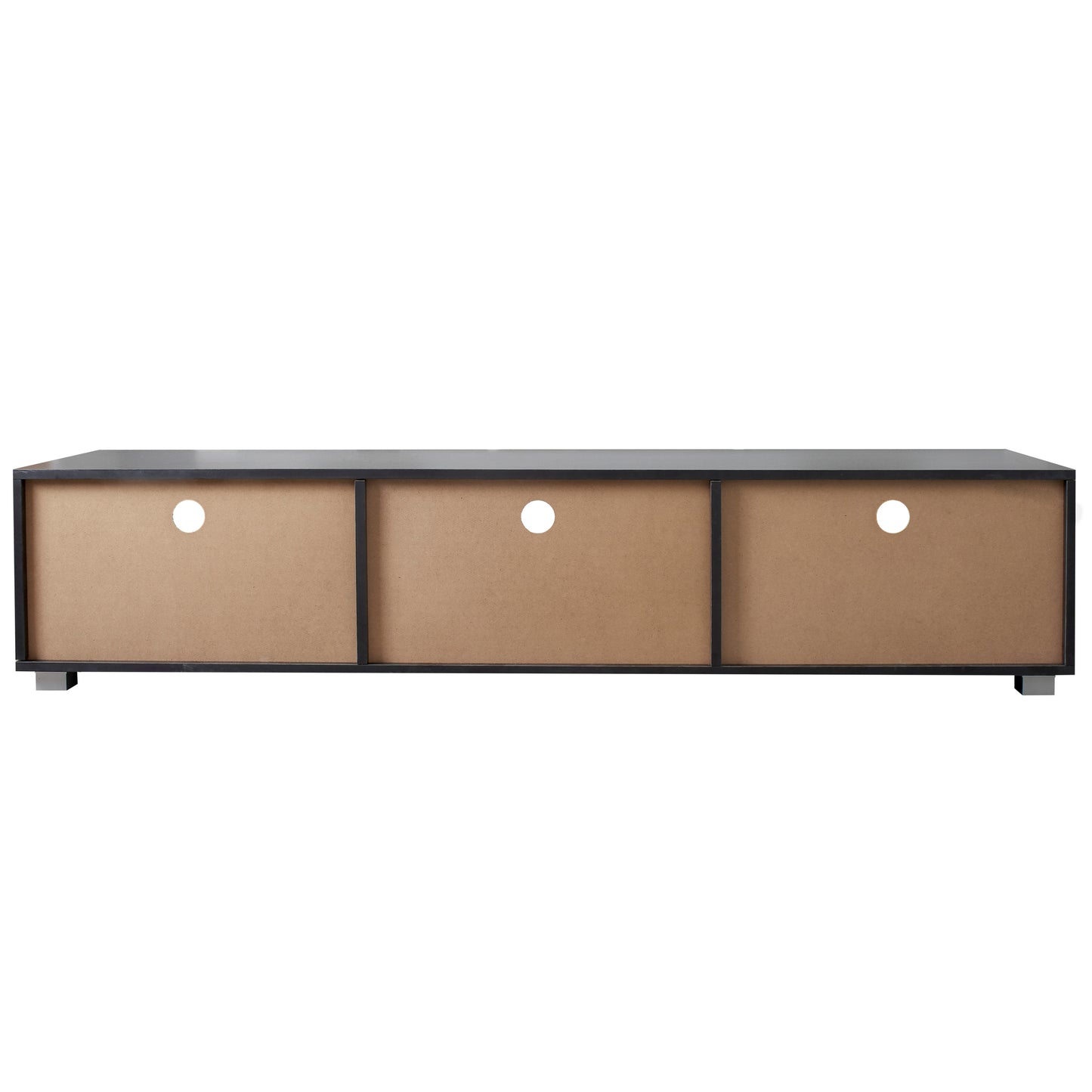 Modern 63" Media Console with 2 Storage Cabinets and Open Shelves, Black