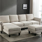 Linen Upholstered Sectional Sofa and Ottoman, Beige