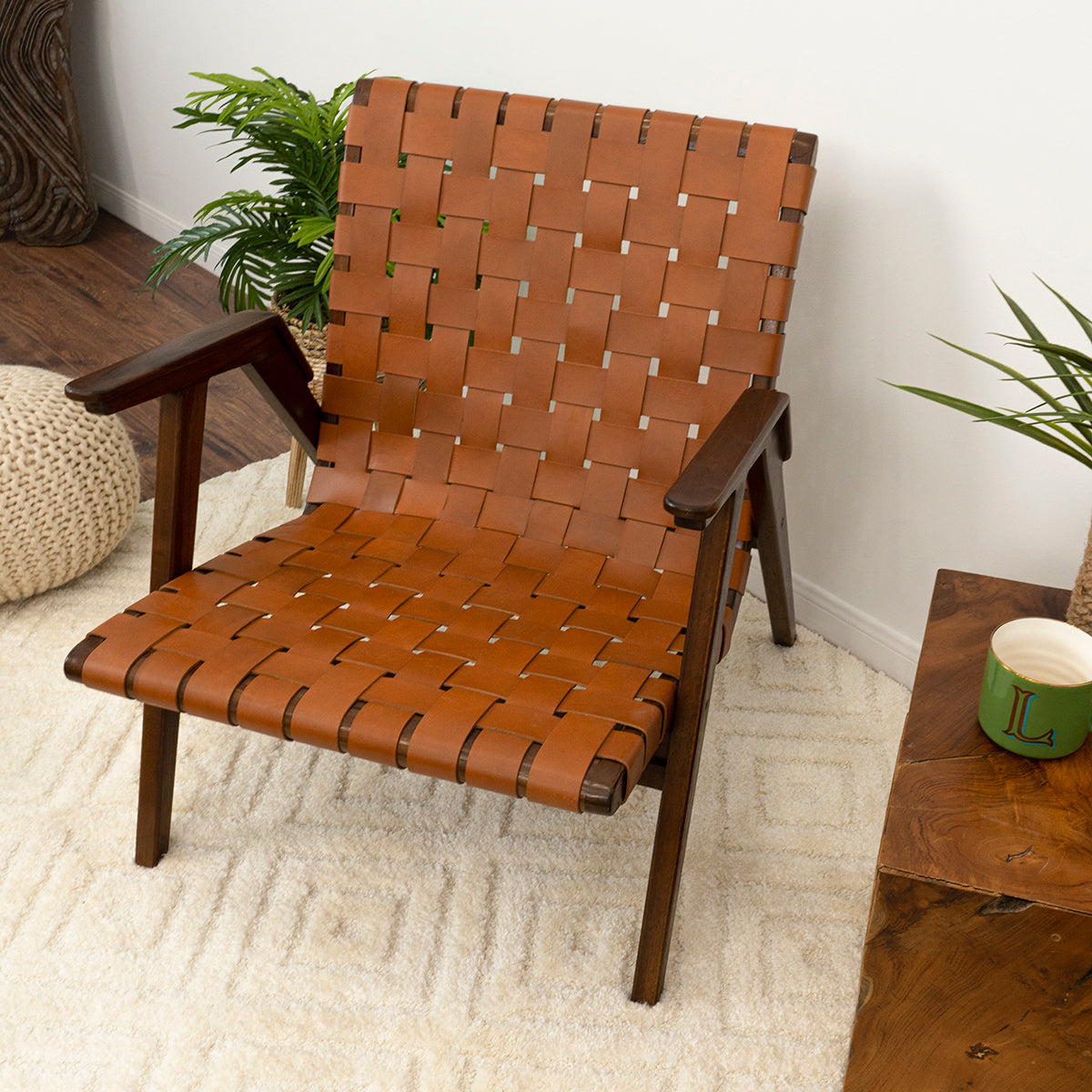 Leather Lounge Chair - Tan