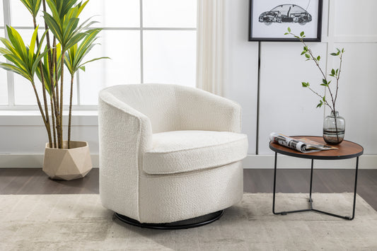 Comfy Round 360 Degree Swivel Barrel Chair, Cream