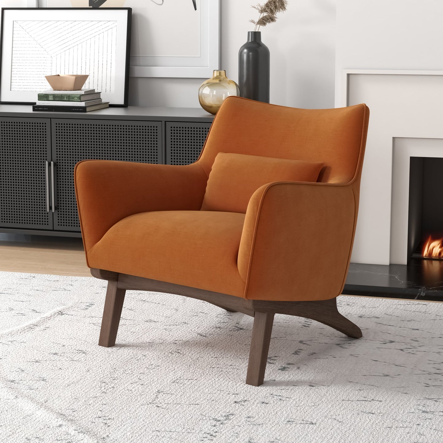 Cantor Velvet Lounge Chair | Burnt Orange