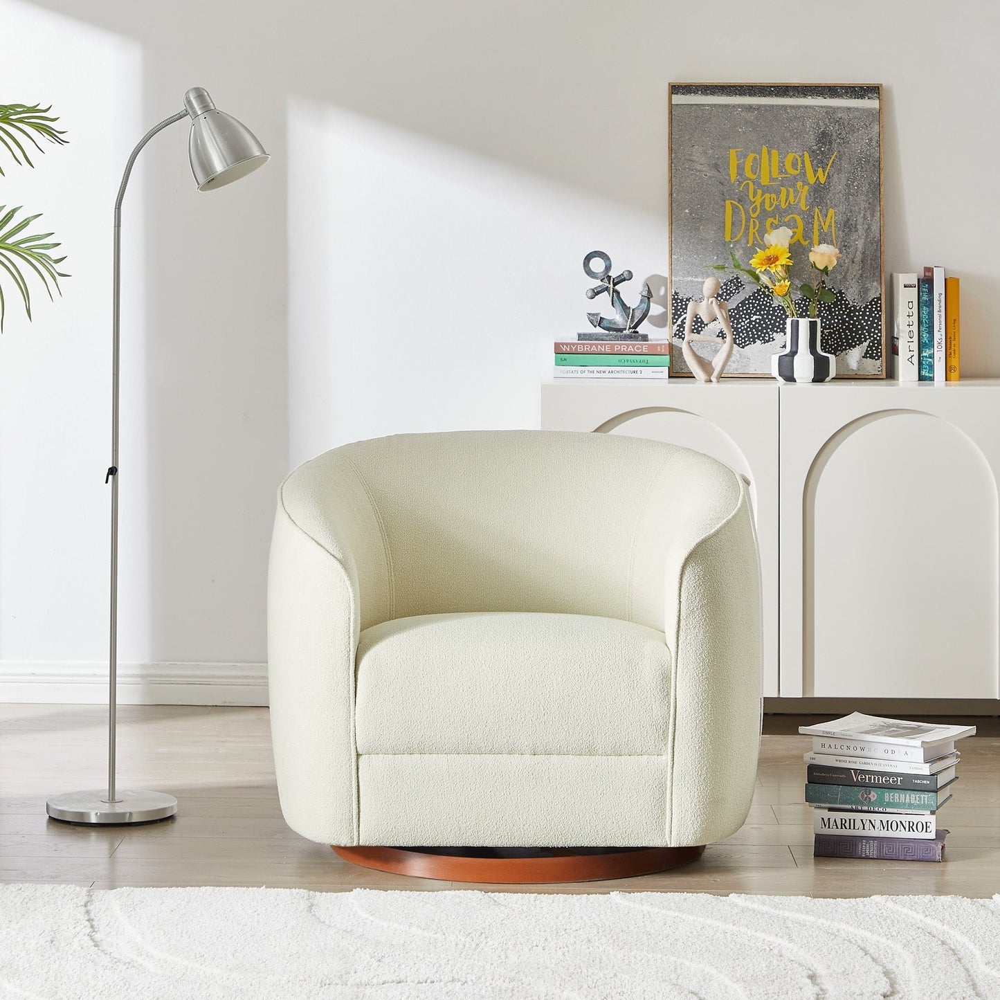 Ella Boucle Swivel Chair | Cream