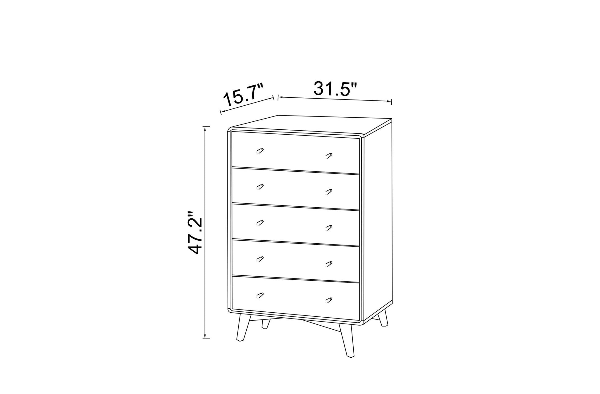 5 Drawer Dresser - Walnut/White