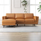 Leather Left Sectional Sofa - Tan