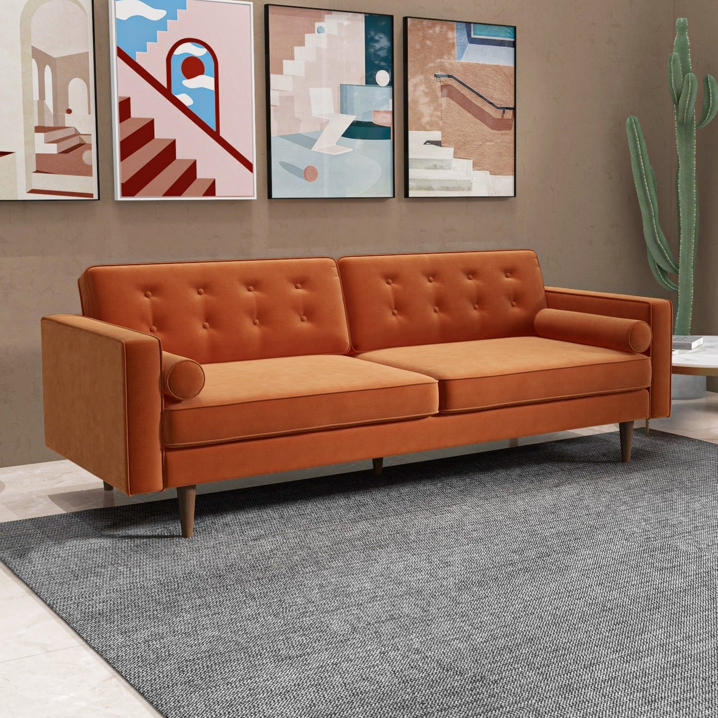 Kendall Velvet Sofa | Burnt Orange