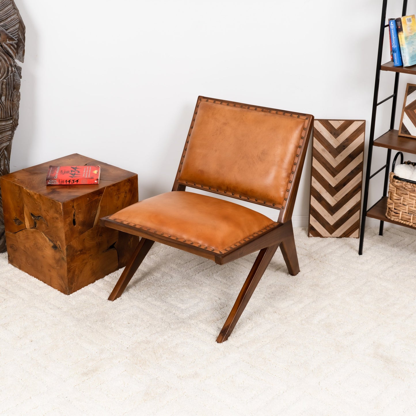 Leather Lounge Chair - Antique Tan