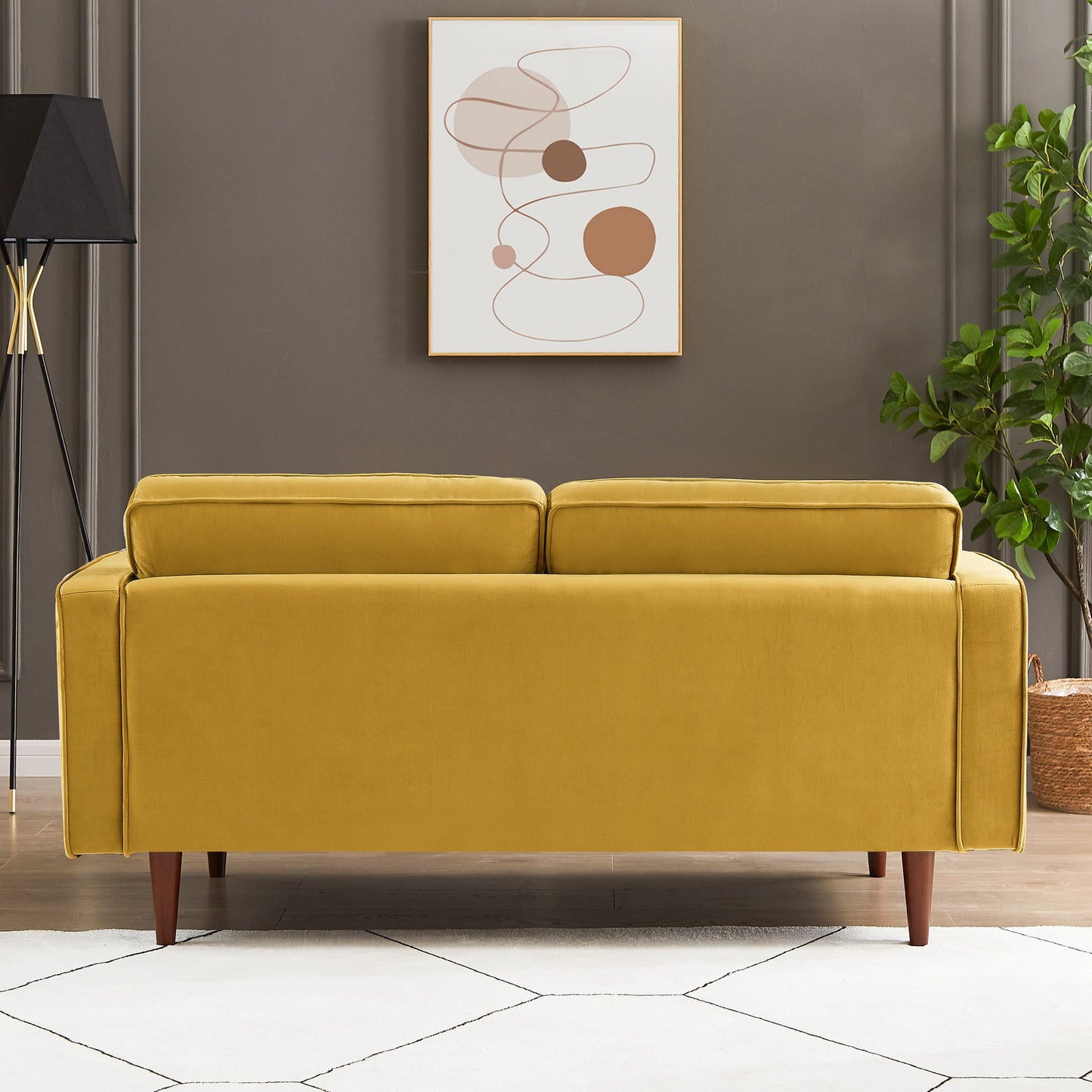 Kendall Velvet Loveseat | Yellow