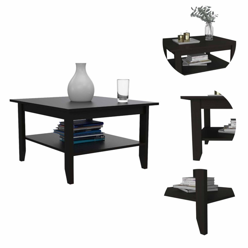 San Jose Coffee Table, One Shelf, Black Wengue Finish-1